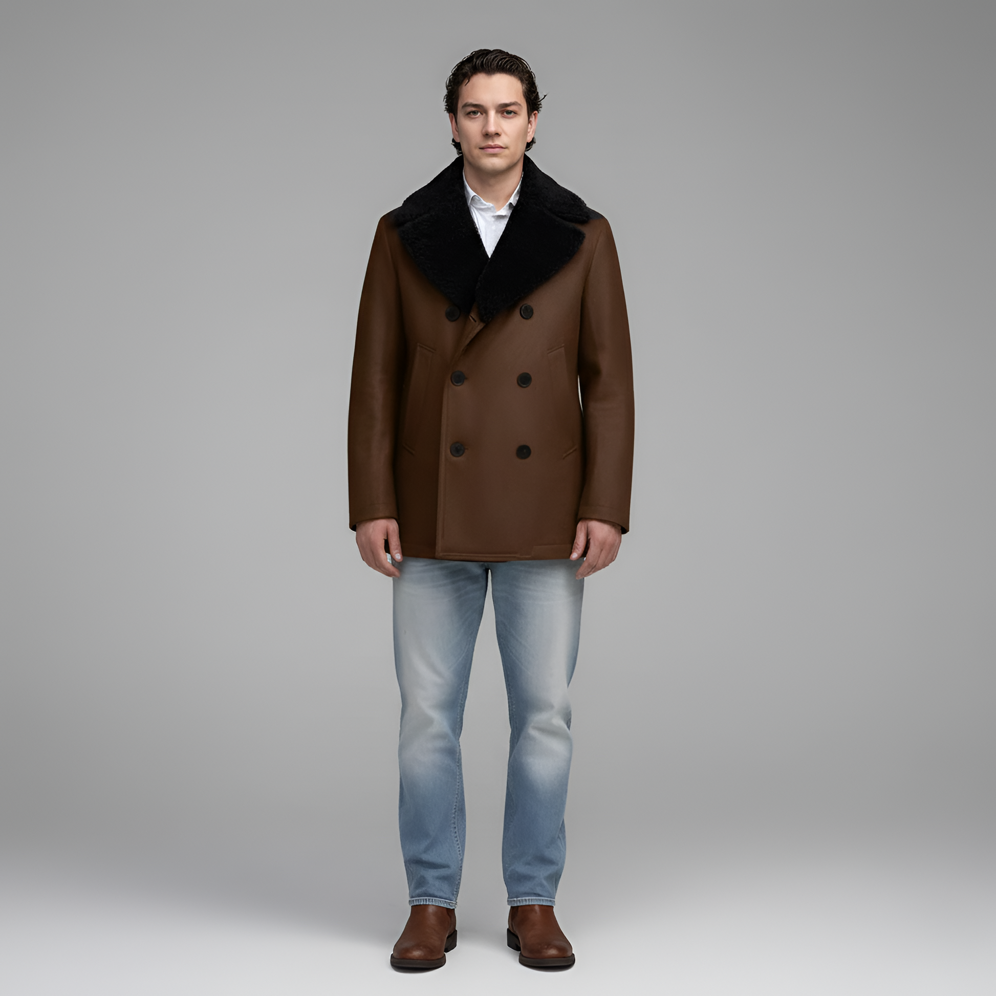 Classic Wool Double Breasted Men's Coat - VogeLuxe