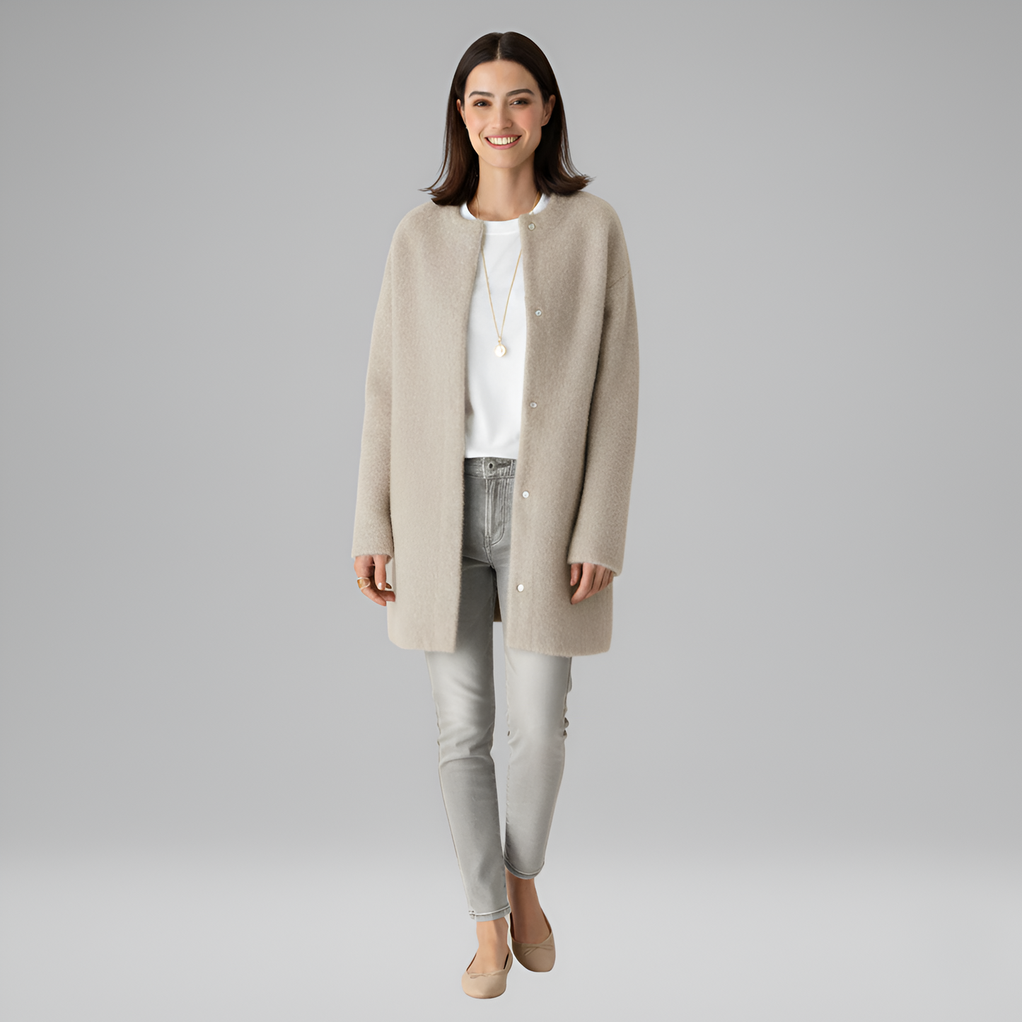 Women's Long Wool Blend Button Cardigan