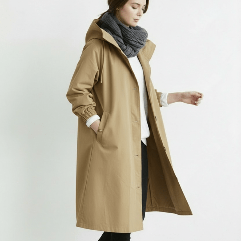 Ladies Waterproof Windbreaker Hooded Raincoat Jacket
