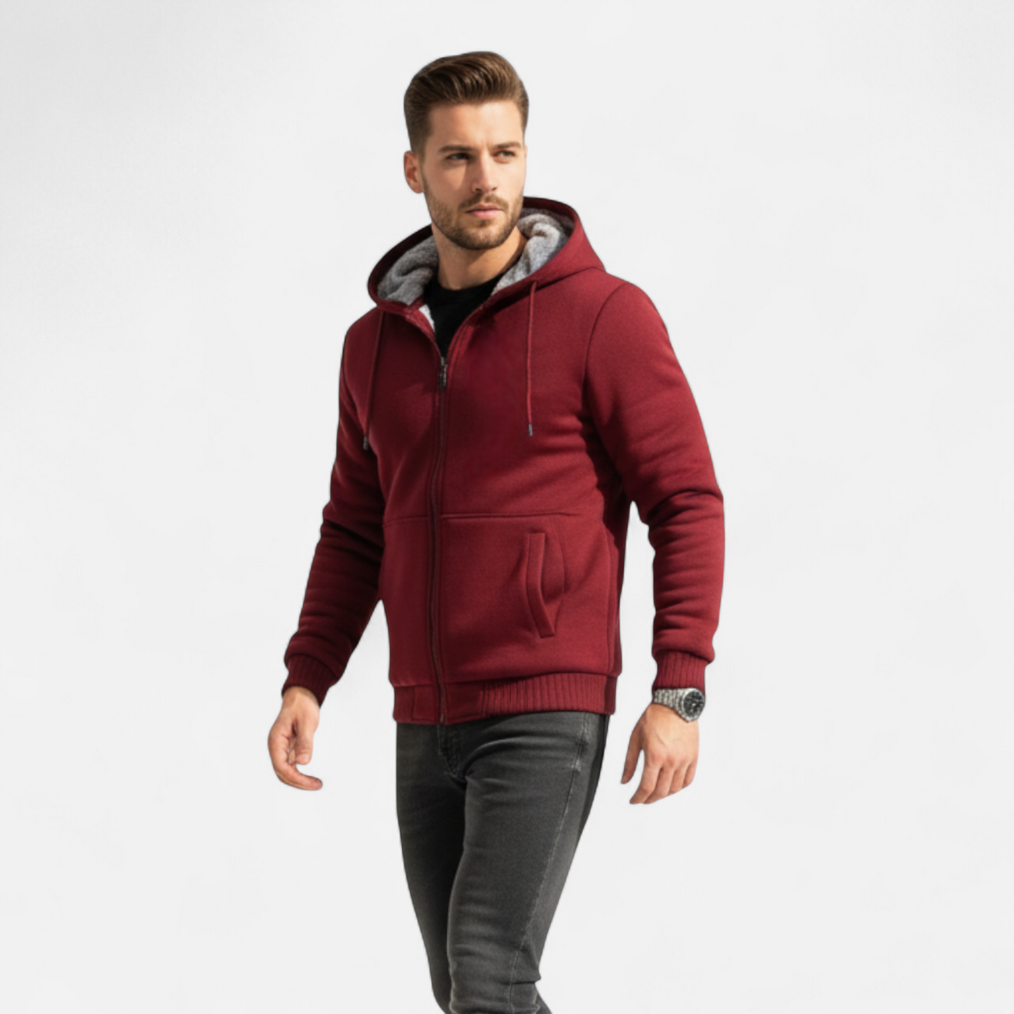 Cozy Mens Fleece Hooded Jacket - VogeLuxe