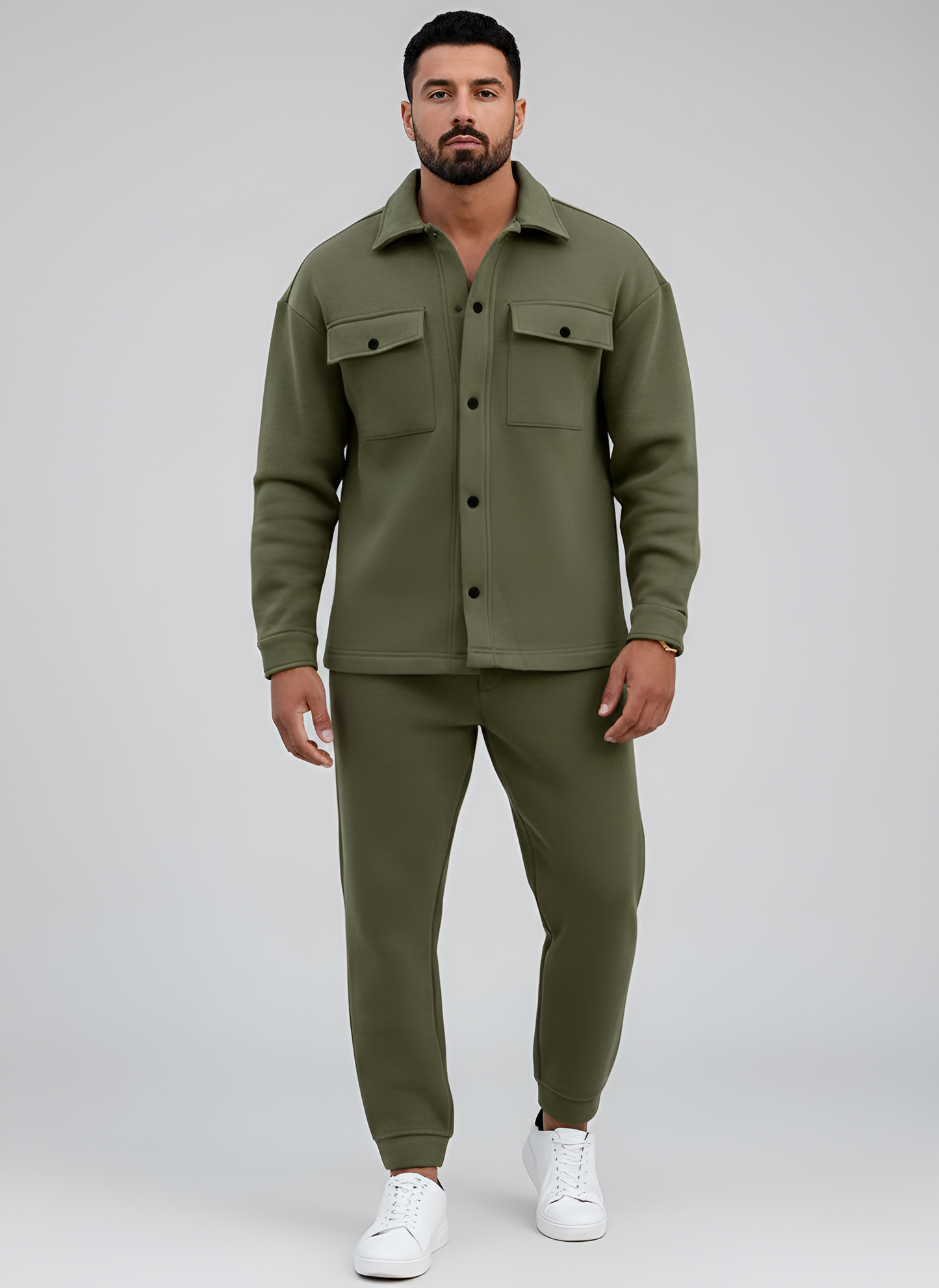 Classic Men's Cotton Suit Jacket and Trousers Set