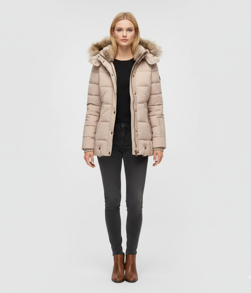 Donna Parka Invernale Imbottita con Cappuccio