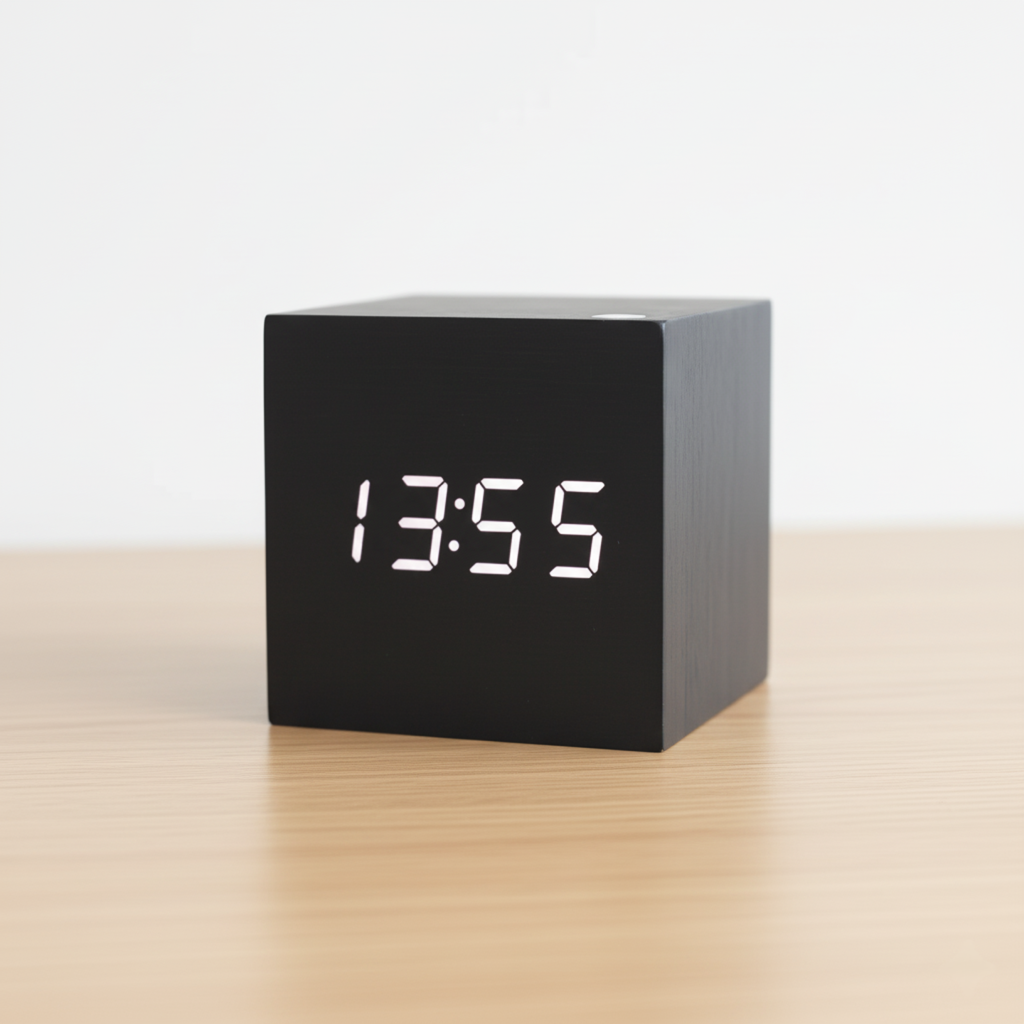 Simple Wooden LED Desk Clock