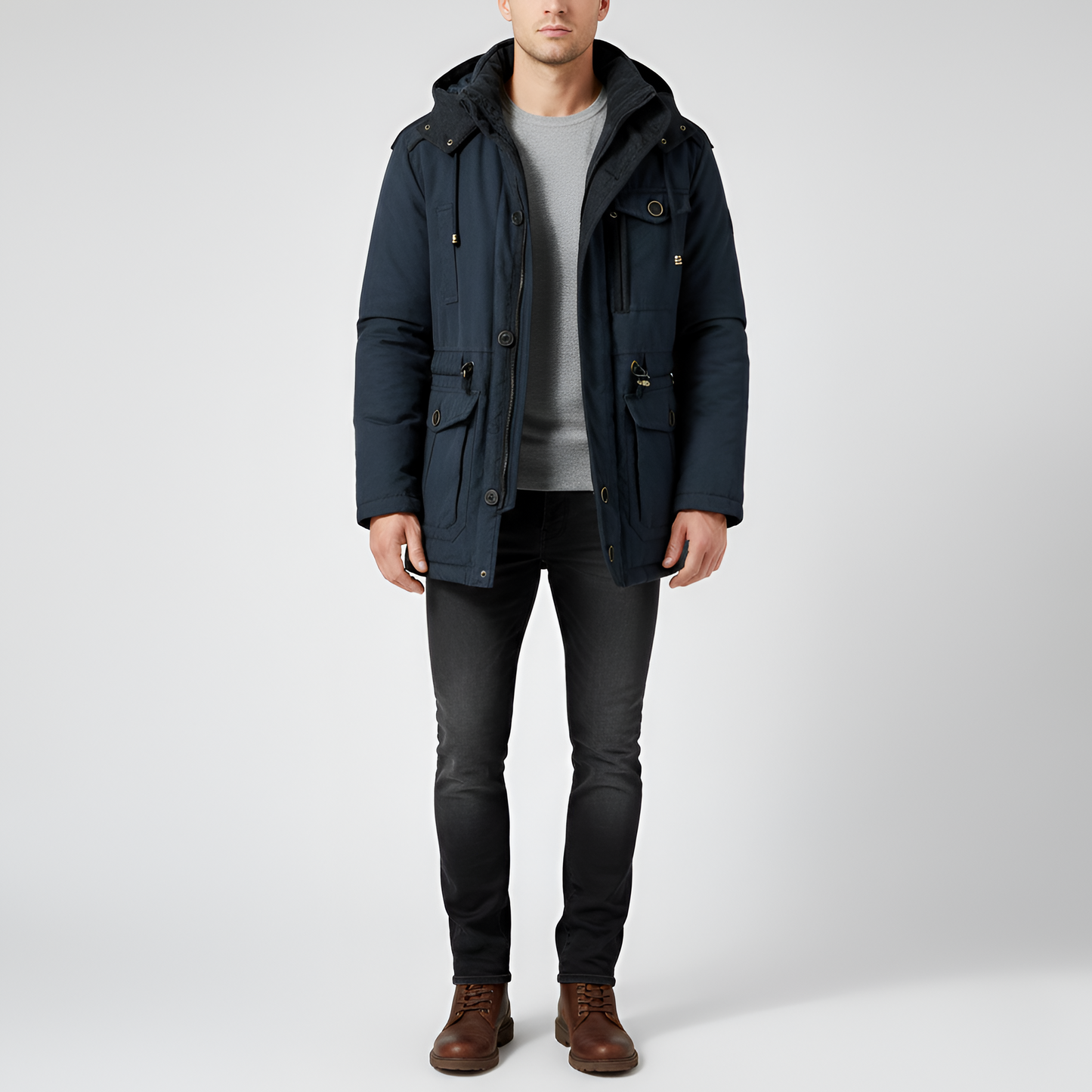 Warm Waterproof Men's Winter Parka Jacket with Hood