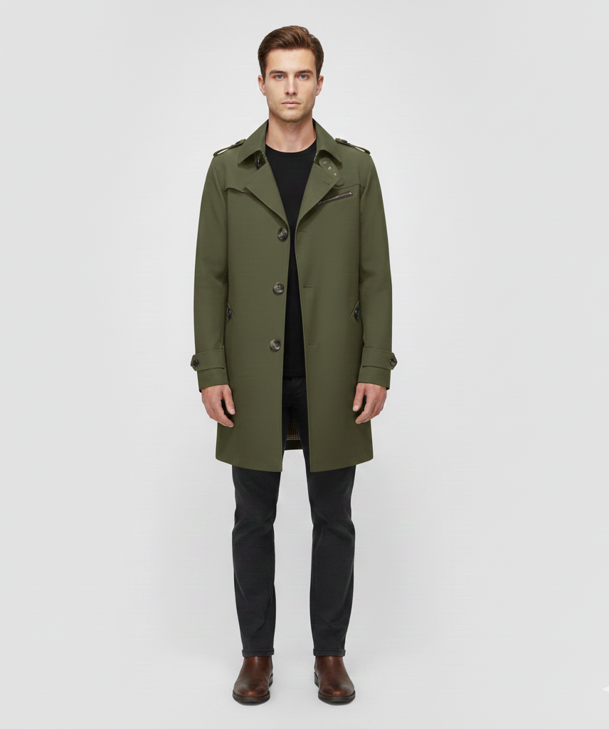 Classic Waterpoof Cotton Men's Trench Coat - VogeLuxe