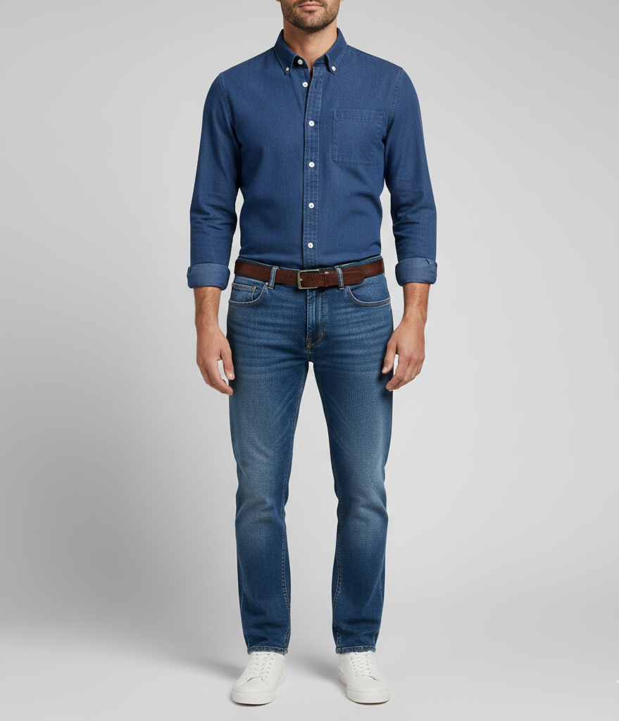 Uomo Cotton Casual Long Sleeve Shirt