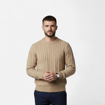 VogeLuxe | Men’s Cable Knit Crew Neck Sweater