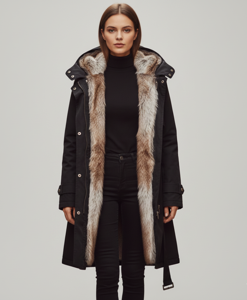 Warm Women's Parka with Faux Fur Coat