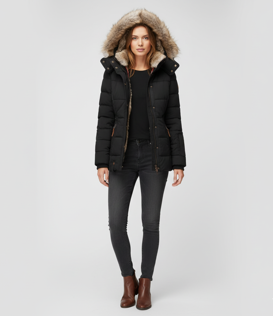 Donna Parka Invernale Imbottita con Cappuccio
