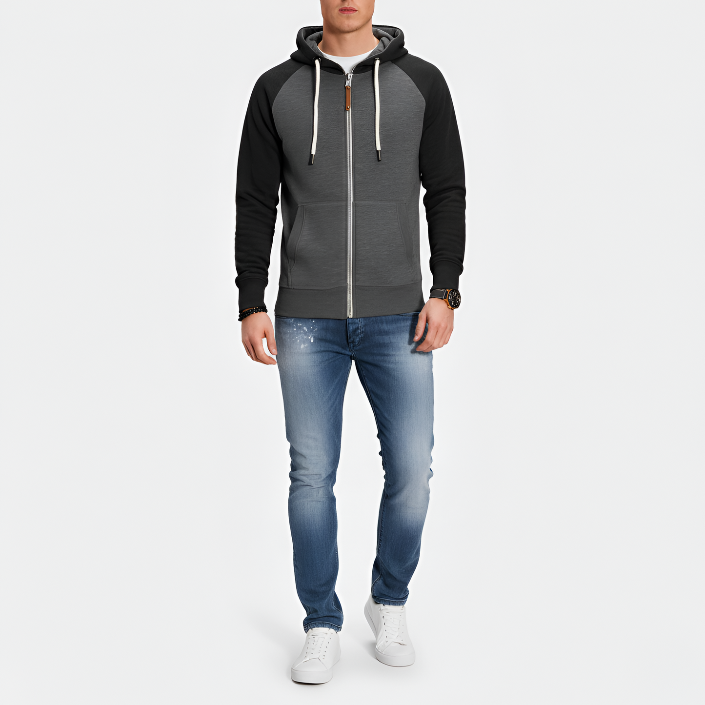 Uomo Cotton Hoodie Zip Jacket