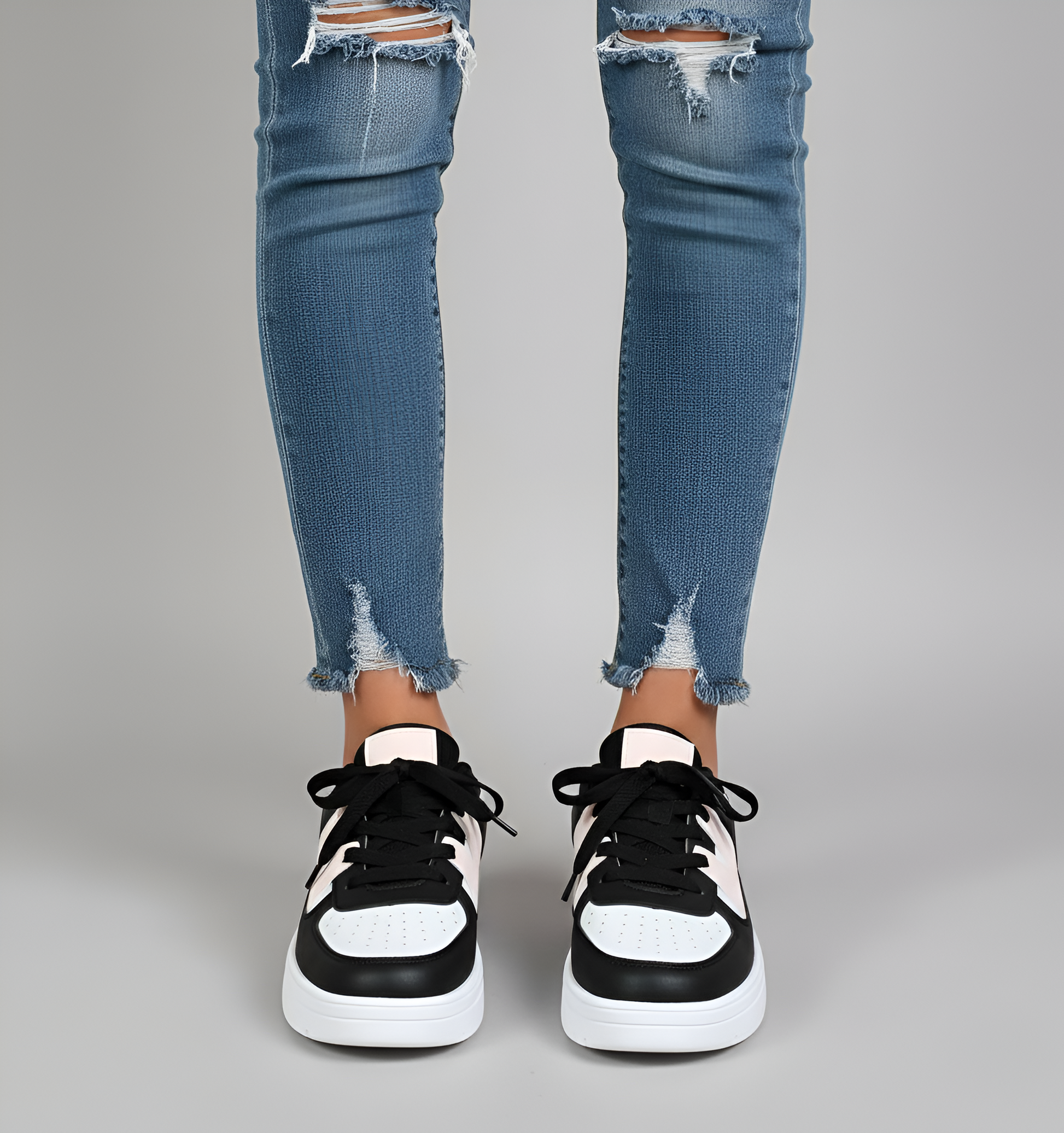 Comfortable Women's Synthetic Leather Breathable Sneakers - VogeLuxe