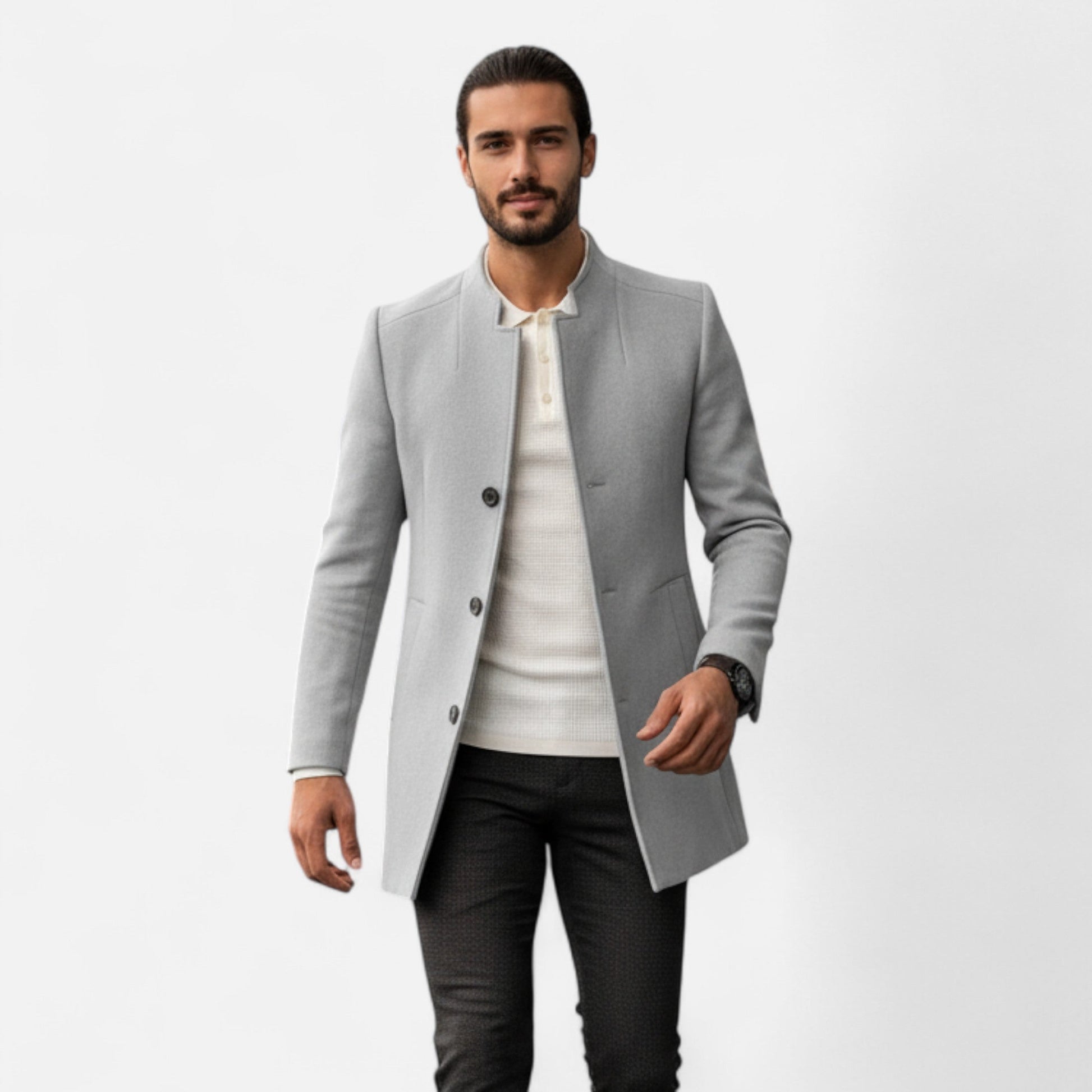 Slim Fit Men's Wool Classic Overcoat - VogeLuxe
