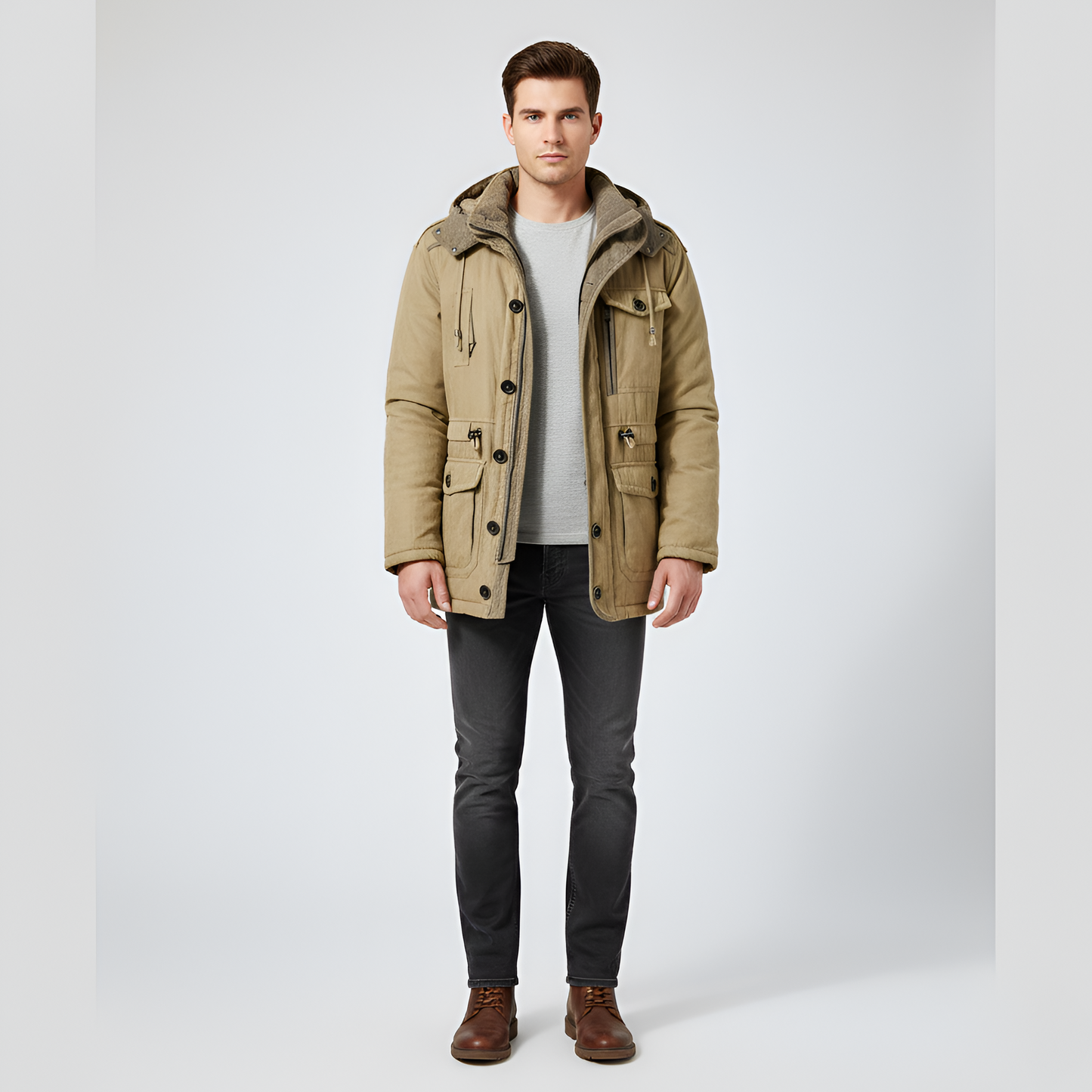 Warm Waterproof Men's Winter Parka Jacket with Hood