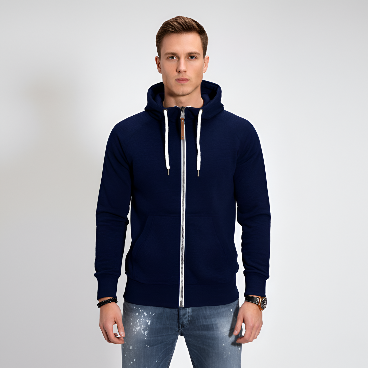 Uomo Cotton Hoodie Zip Jacket