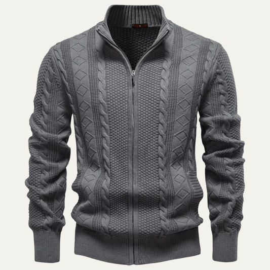 VogeLuxe | Men’s Striped Slim Fit Quarter Zip Knit Sweater