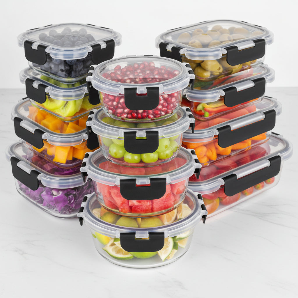 Clear Kitchen Storage Containers Leakproof Glass Meal Prep Set
