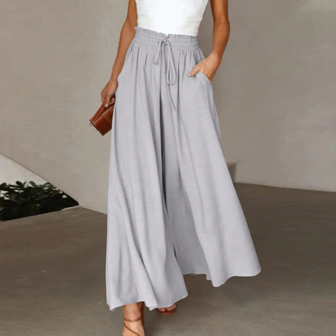 Comfortable High Waist Pants with Pockets and Drawstring