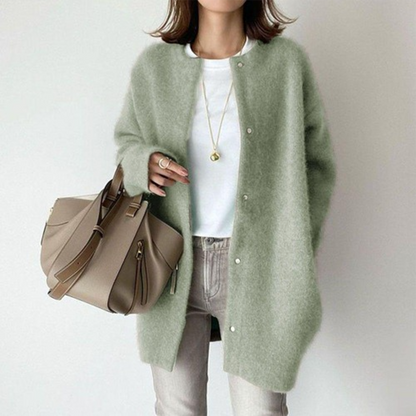 Warm Women's Thick Cable Knit Cardigan with Buttons