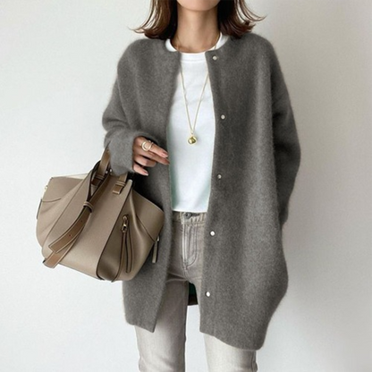 Warm Women's Thick Cable Knit Cardigan with Buttons