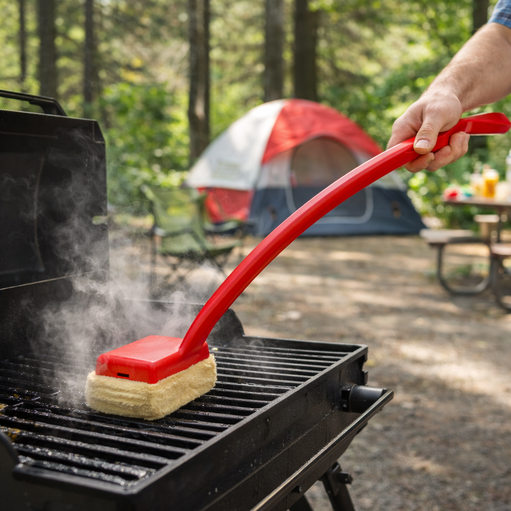 Easy Clean Grill Brush Long Handle Bristle Free Scrubber - VogeLuxe
