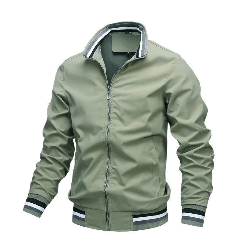 Men's Slim Fit Striped Bomber Jacket - Casual Stylish Wear