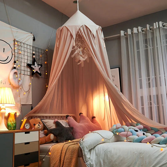 Colorful Kids Bed Curtain With Tassels - VogeLuxe
