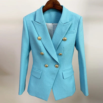 Luxury Double-Breasted Lady's Jacket with Metal Buttons