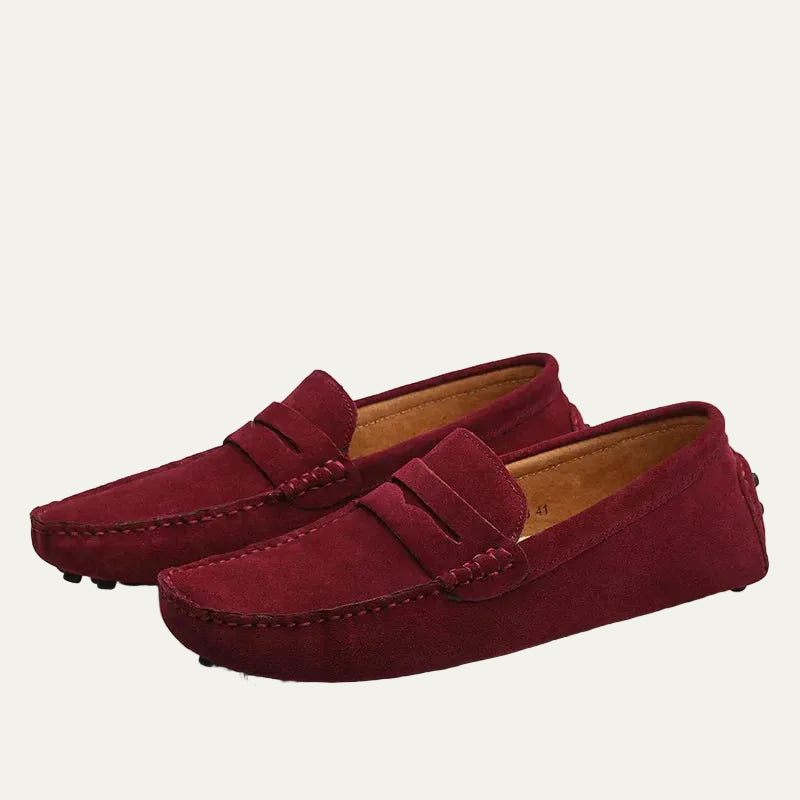 VogeLuxe | Men’s Suede Driving Loafers with Penny Strap