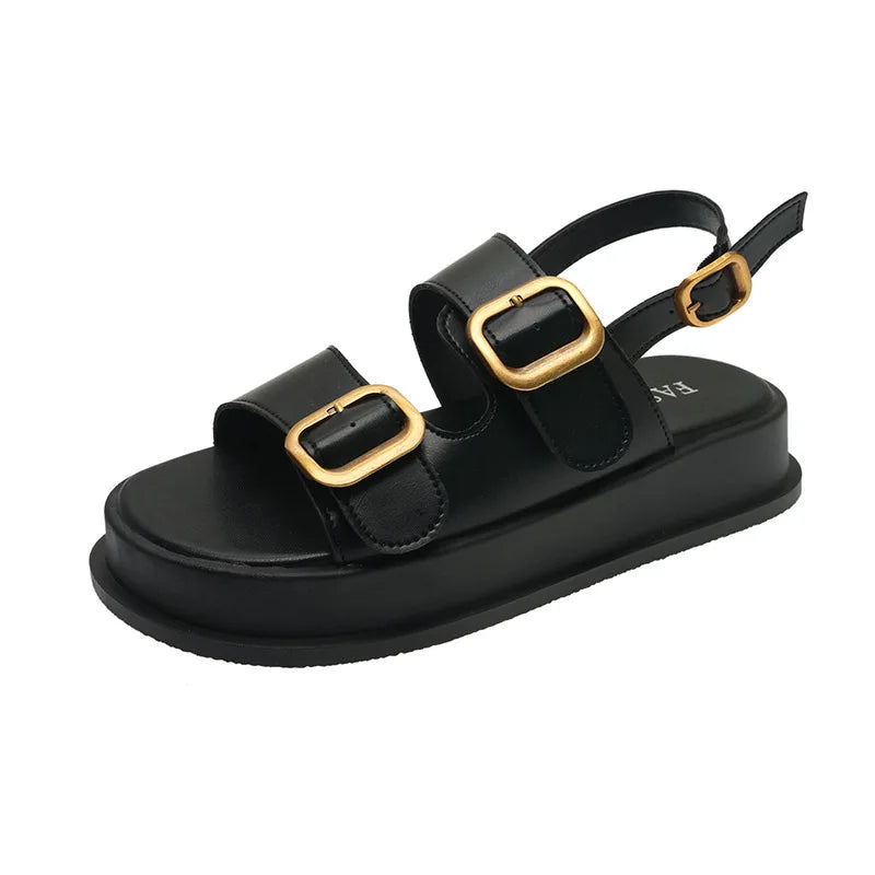 Ladies Comfortable Double Buckle Sandals