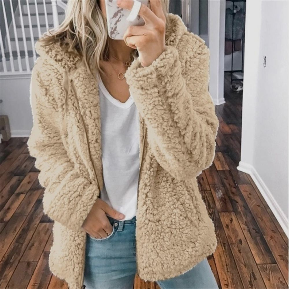 Cozy Women's Fleece Hooded Jacket - VogeLuxe