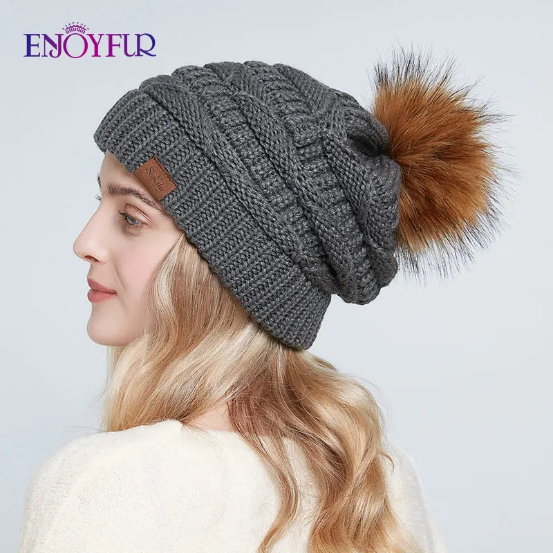 Soft Faux Fur Winter Slouch Beanie Hat - VogeLuxe