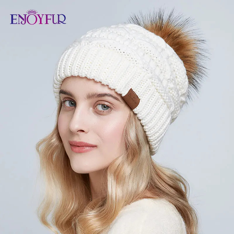 Soft Faux Fur Winter Slouch Beanie Hat