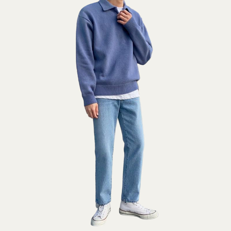 VogeLuxe | Men’s Classic Knit Polo Sweater