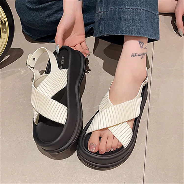 Comfortable Wide Strap Open Toe Summer Slides