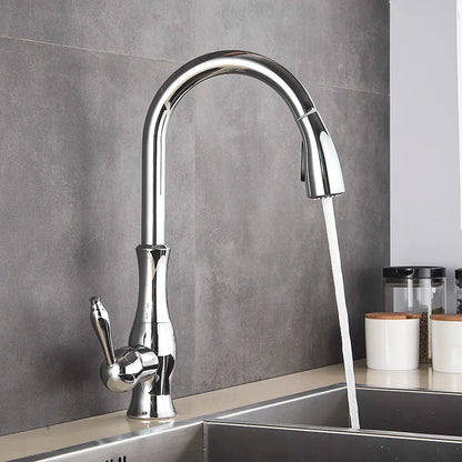Luxury Gold Kitchen Faucet With Pull Out Sprayer