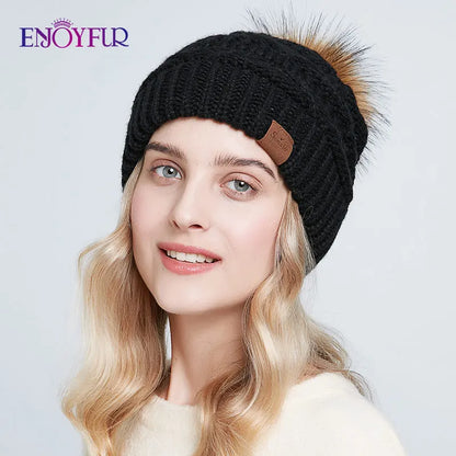 Soft Faux Fur Winter Slouch Beanie Hat