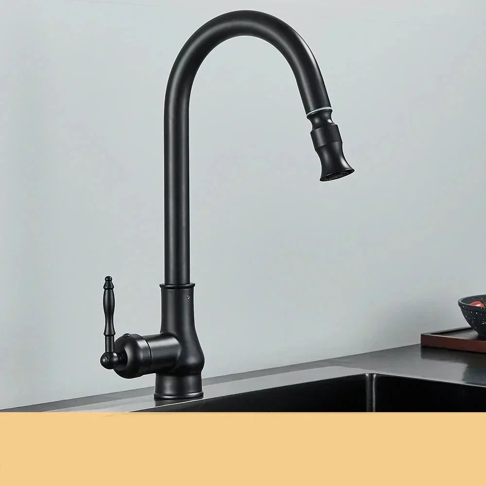 Vintage Brass 360 Kitchen Faucet With Dark Finish