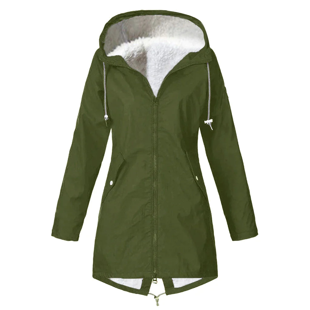 Waterproof Women's Parka Coat With Hood And Thermal Lining