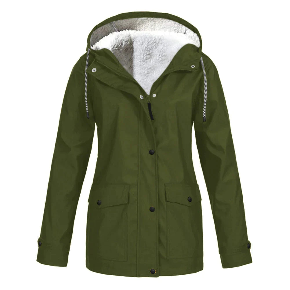 Waterproof Women's Parka Coat With Fleece Lining