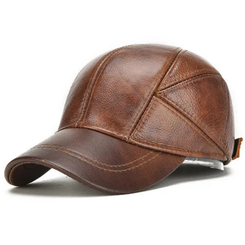 Authentic Leather Beanie Baseball Cap – Premium Cowhide Warm Hat