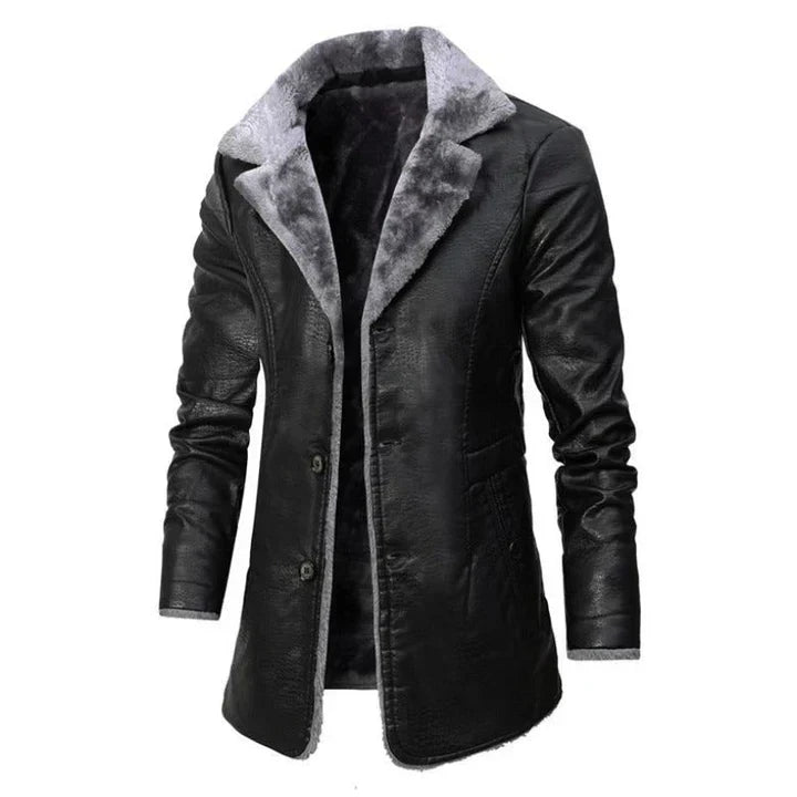 Warm Faux Fur Lined Men's Trench Coat
