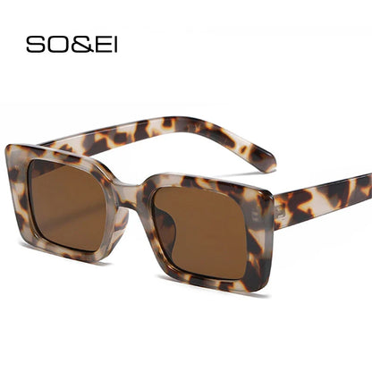 Stylish Rectangular Animal Print UV Sunglasses - BritishElegance