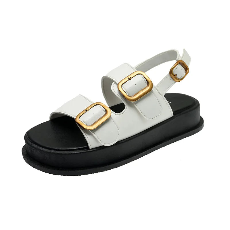 Ladies Comfortable Double Buckle Sandals