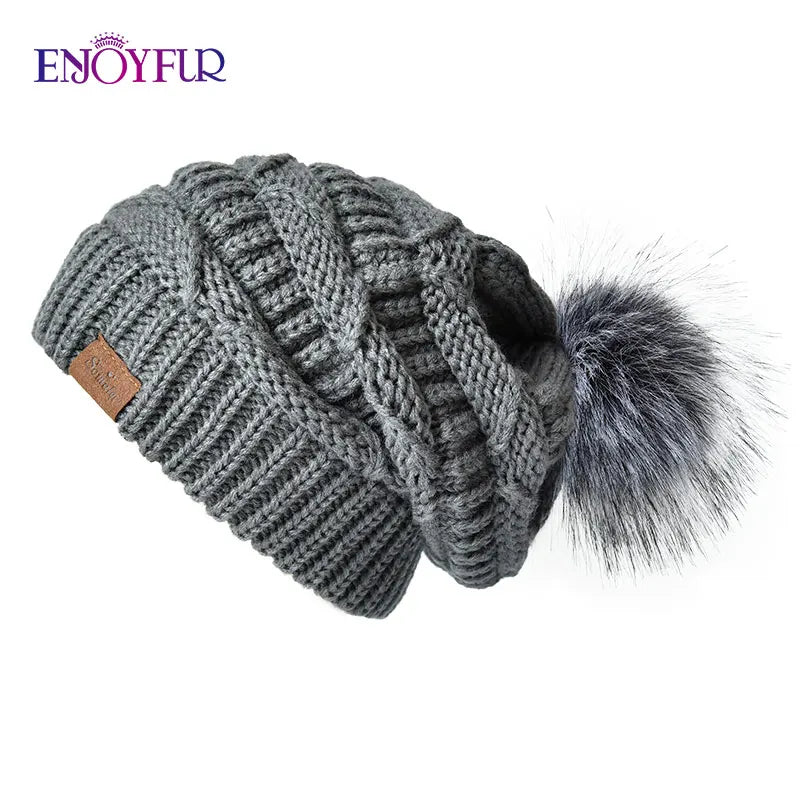 Soft Faux Fur Winter Slouch Beanie Hat