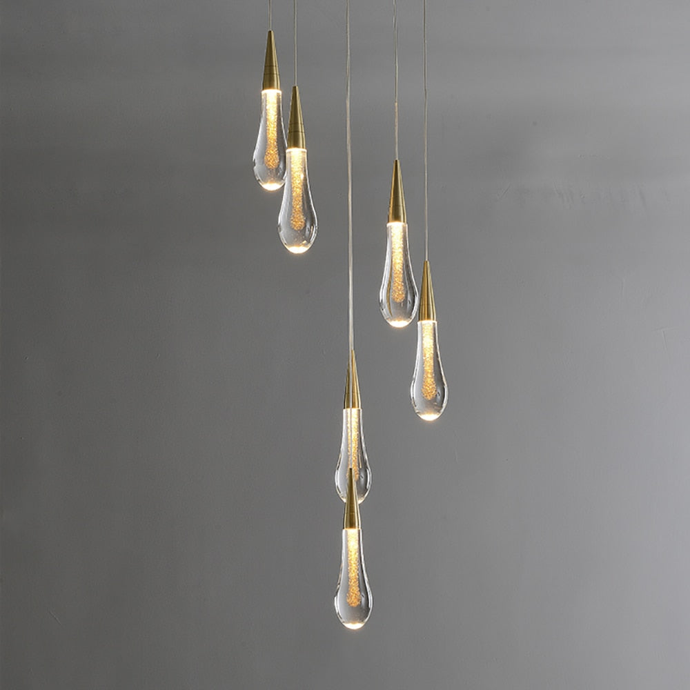 Stylish Glass Pendant Lighting with LED Drops - VogeLuxe