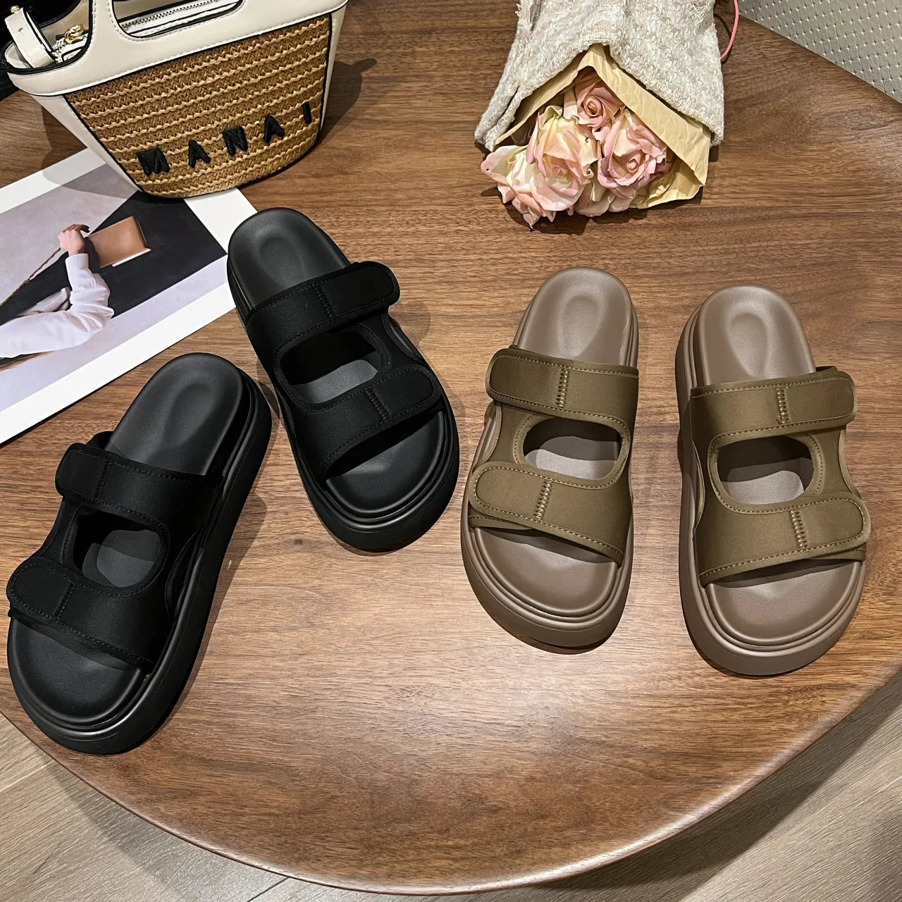 Comfortable Women's Beach Slide Sandals – Thick Sole Summer Slides - VogeLuxe