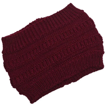 Soft Slouchy Knit Ponytail Hat