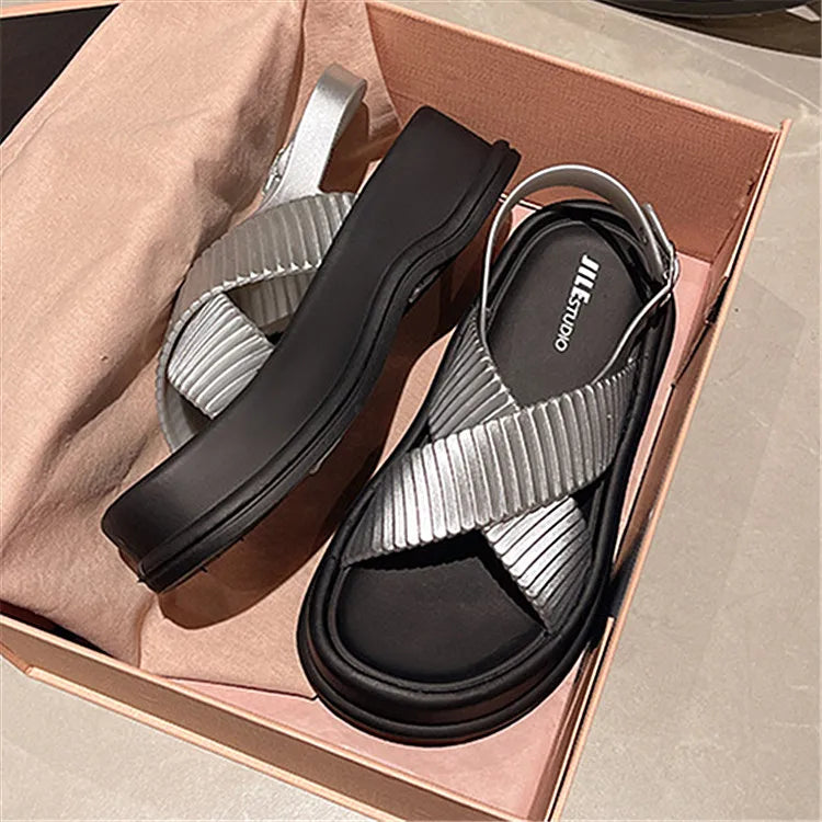 Comfortable Wide Strap Open Toe Summer Slides