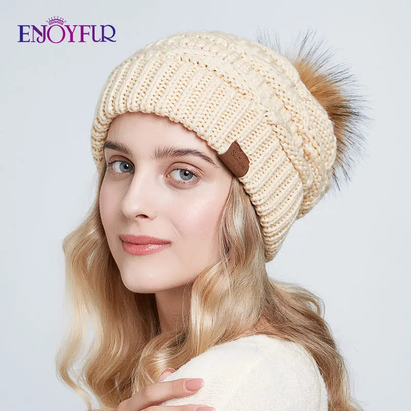 Soft Faux Fur Winter Slouch Beanie Hat