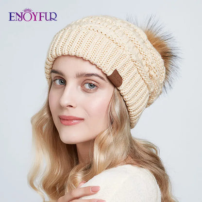 Soft Faux Fur Winter Slouch Beanie Hat